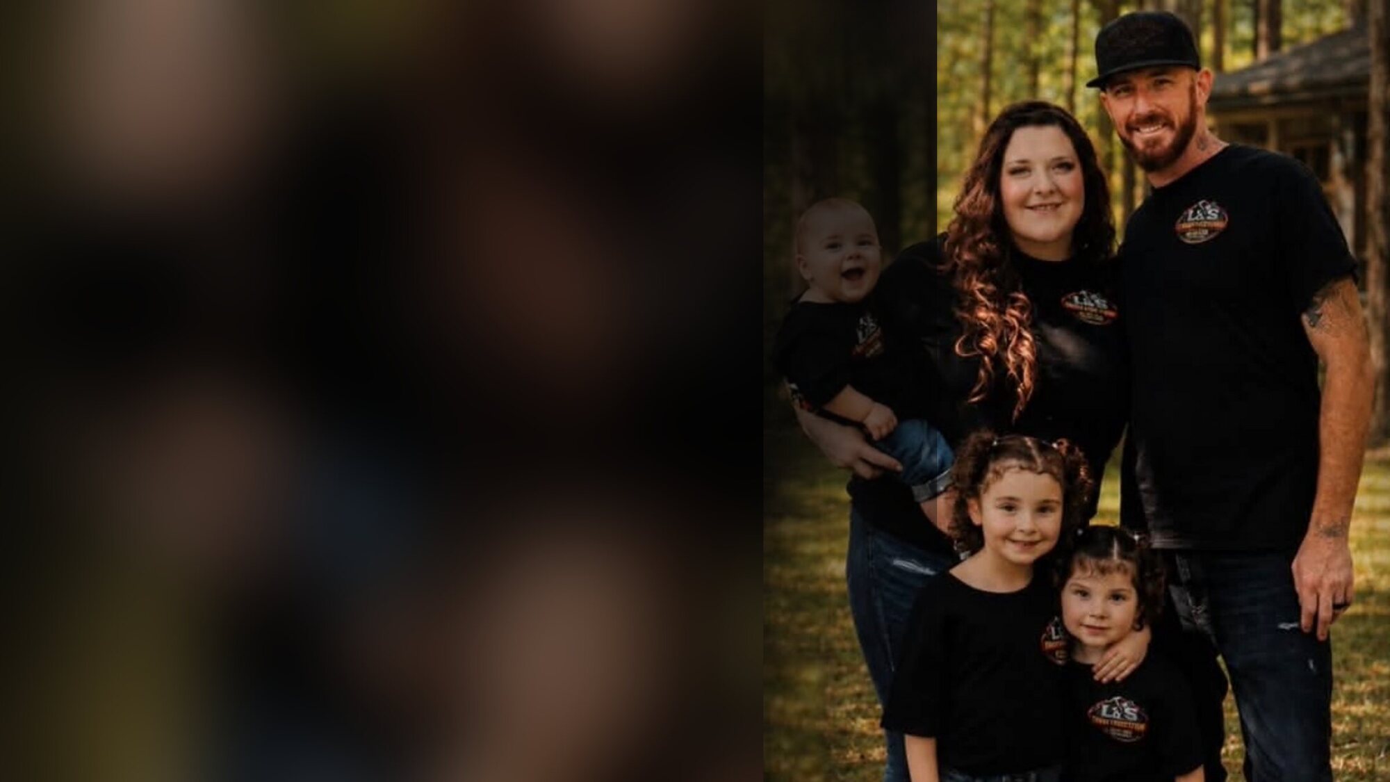 The L&S Construction family — the owners with their three children — outdoors in Central Illinois